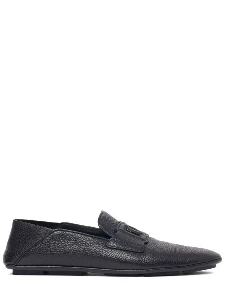Bőr loafer Dolce & Gabbana fekete