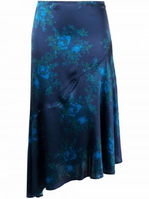 Асимметричная юбка с принтом Ganni, синий