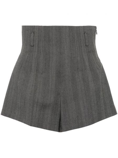 Shorts en laine plissées Prada gris