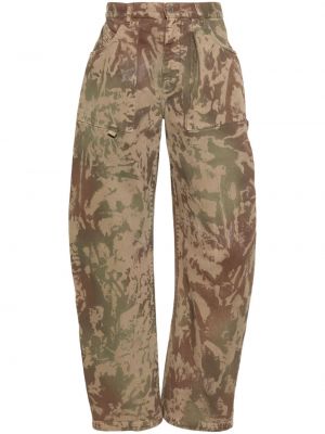 Pantalon cargo à imprimé à imprimé camouflage The Attico vert
