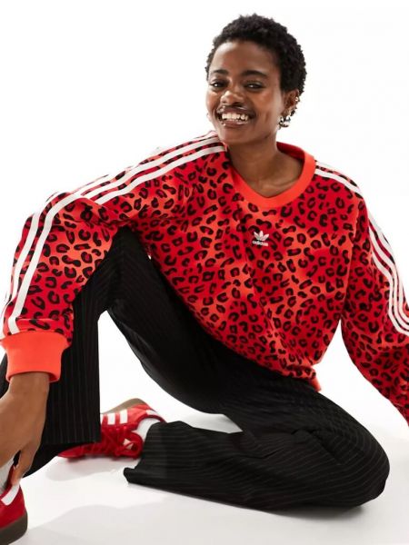 Леопардовый свитшот с принтом Adidas Originals красный