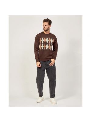 Jersey de lana con estampado de tela jersey Yes Zee marrón