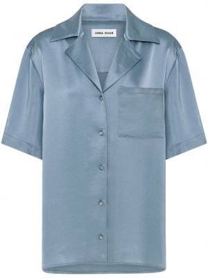 Сатенена риза Anna Quan синьо