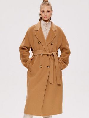Двубортное пальто Miss Chic коричневое