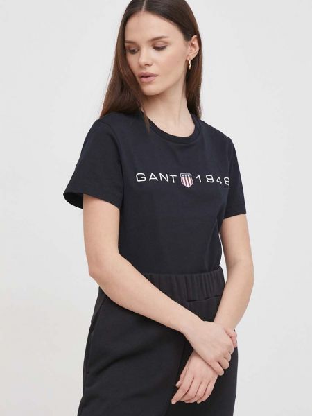 Černé bavlněné tričko Gant