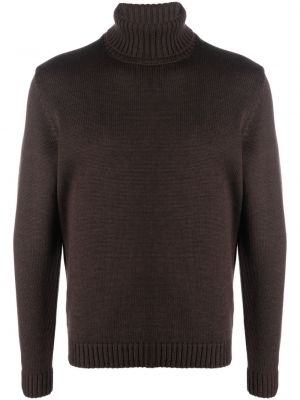 Sweter wełniany Zanone brązowy