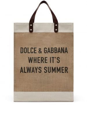 Шопинг чанта с принт Dolce & Gabbana бежово