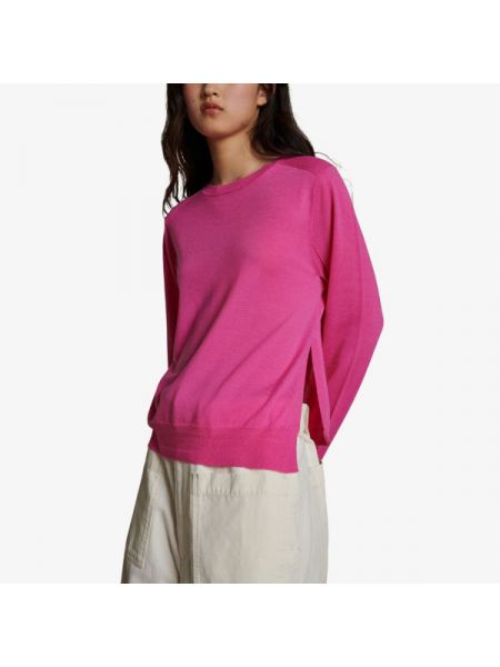 Шерстяной свитер из шерсти мериноса с круглым вырезом Soeur розовый