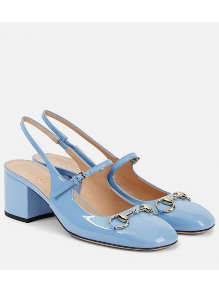 Slingback lakkskinn lær pumps Gucci blå