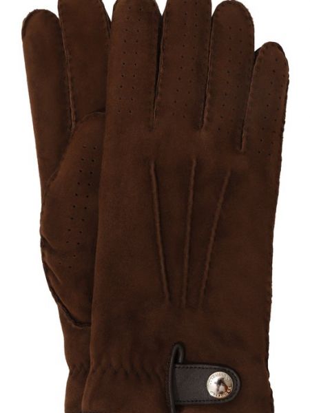 Замшевые перчатки Brunello Cucinelli коричневые
