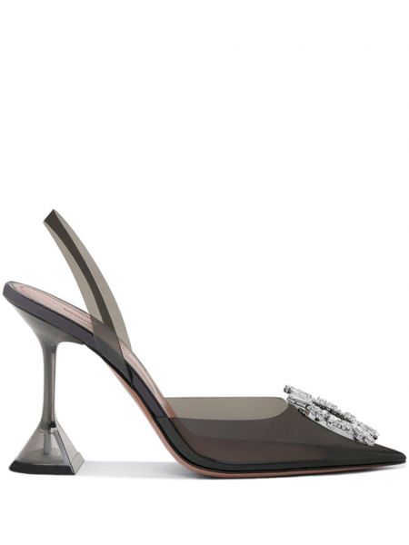 Полуотворени обувки с кристали Amina Muaddi черно