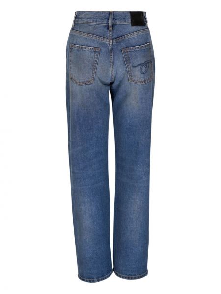 Straight fit džíny s oděrkami R13 modré