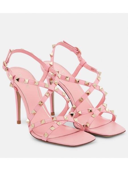 Dabīgās ādas sandales Valentino Garavani rozā