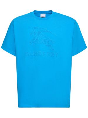 T-shirt di cotone in jersey Burberry blu