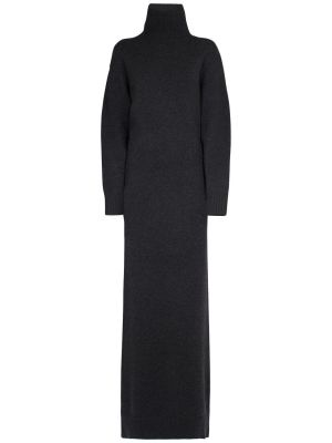 Vlněné dlouhé šaty Ami Paris šedé