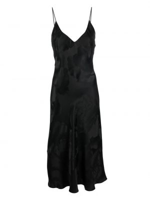 Μεταξωτή μίντι φόρεμα με σχέδιο ζακάρ Carine Gilson μαύρο