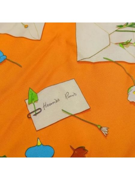 Bufanda de seda retro Hermès Vintage naranja