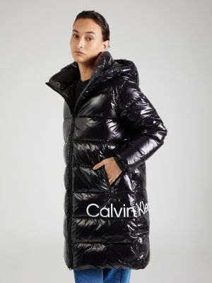 Priliehavý zimný kabát Calvin Klein Jeans čierna