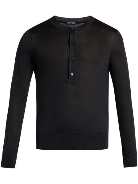 Μεταξωτός πουλόβερ με κουμπιά Tom Ford μαύρο