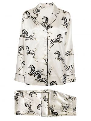 Svilena pidžama s printom sa zebra printom Olivia Von Halle