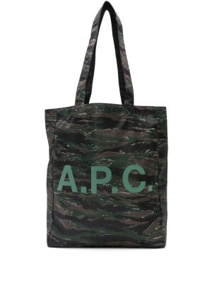 Шопинг чанта с принт A.p.c. зелено