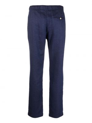 Lniane proste spodnie bawełniane Frescobol Carioca niebieskie