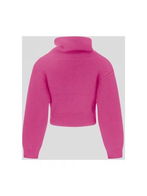 Jersey cuello alto de lana de lana merino con cuello alto Jacquemus rosa