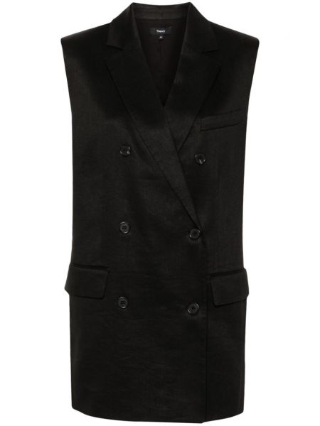 Gilet en lin Theory noir