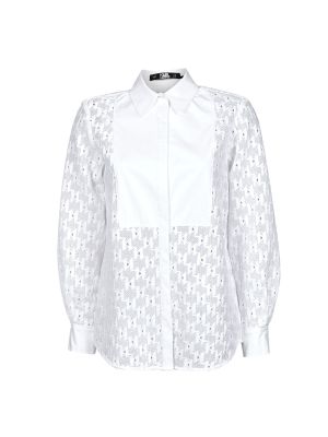 Bluza s čipkom Karl Lagerfeld bijela