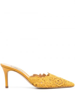 Pantofi cu toc cu model floral Arteana galben