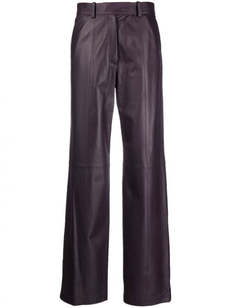 Usnjene ravne hlače Simonetta Ravizza vijolična