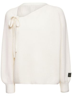Oversized kašmírový vlnený sveter Msgm biela