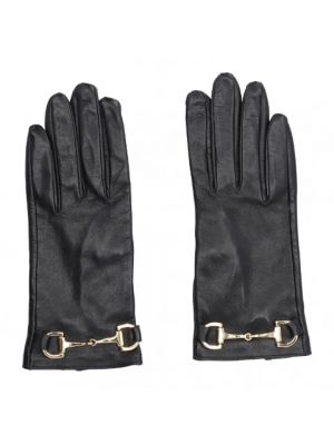 Rękawiczki skórzane Gucci Vintage czarne