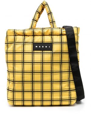 Καρό τσάντα shopper Marni κίτρινο