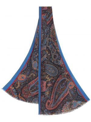 Sciarpa di seta con stampa paisley Etro blu