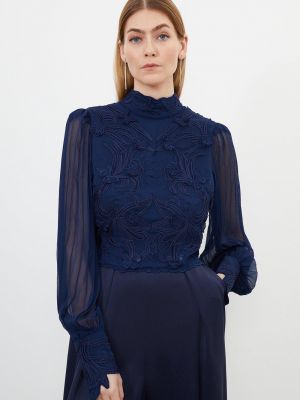 Кружевная блузка с аппликацией Karen Millen синяя