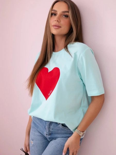 Bombažna bluza s potiskom z vzorcem srca Kesi