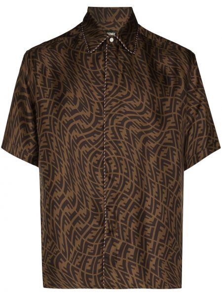 Camisa con estampado oversized Fendi marrón