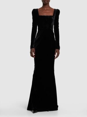 Žametna večerna obleka iz rebrastega žameta Alessandra Rich črna
