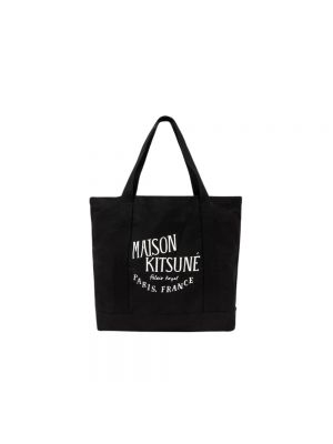 Shopperka w jednolitym kolorze z nadrukiem Maison Kitsune czarna