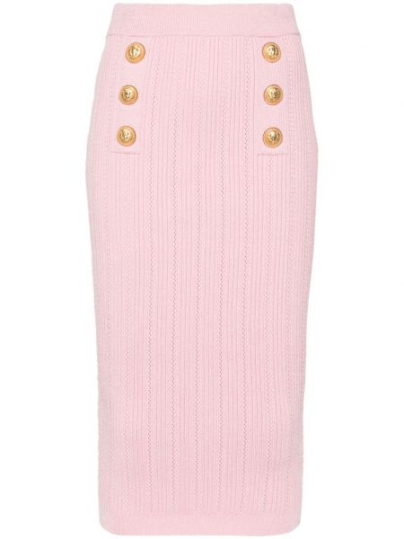 Spódnica ołówkowa na guziki Balmain różowa