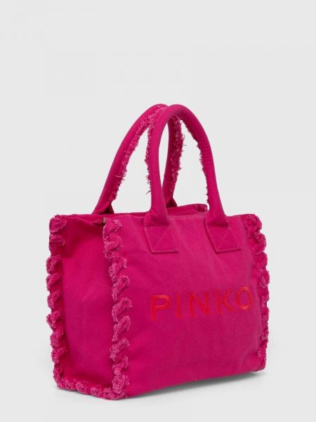 Хлопковая сумка шоппер Pinko розовая