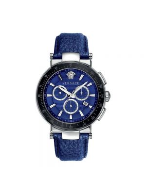 Zegarek skórzany Versace niebieski