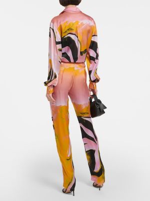 Μεταξωτό παντελόνι με ίσιο πόδι με σχέδιο Louisa Ballou