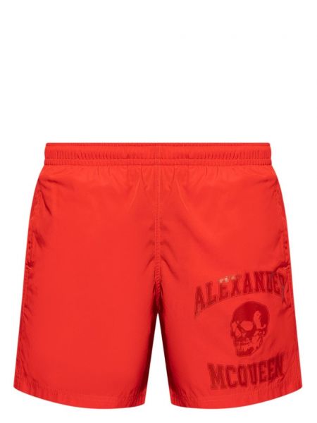 Kratke hlače s potiskom Alexander Mcqueen rdeča