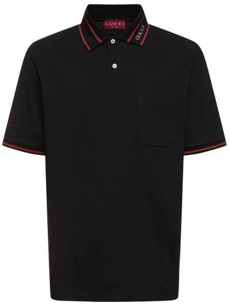 Polo bawełniane Gucci czarne