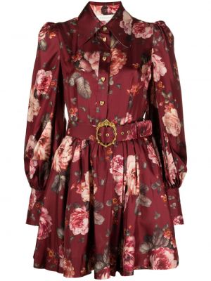 Svilena srajčna obleka s cvetličnim vzorcem s potiskom Zimmermann rdeča