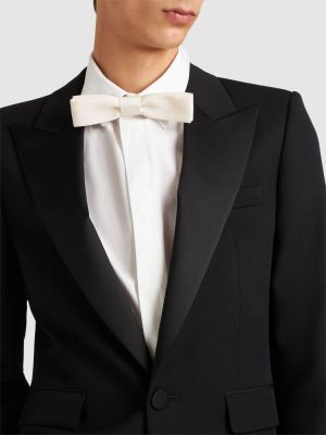 Bavlněná kravata s mašlí Saint Laurent bílá