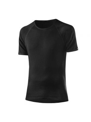 Черная футболка из шерсти мериноса с коротким рукавом Loeffler