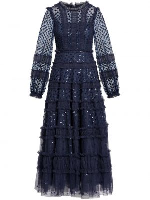 Taškuotas vakarinė suknelė su blizgučiais Needle & Thread mėlyna